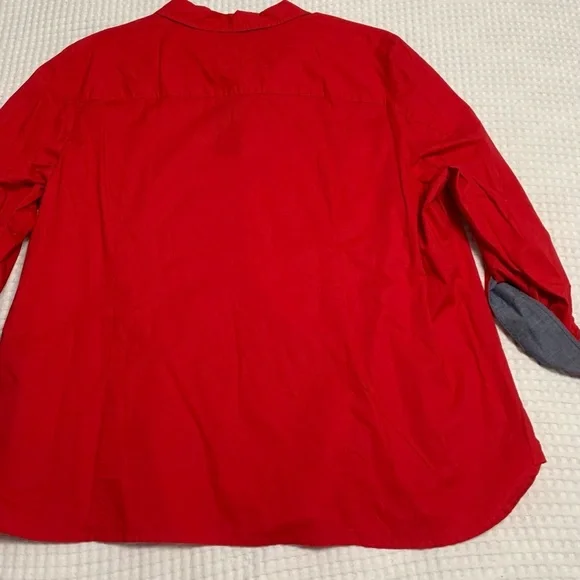 Plus Size Cotton Red Roll-Tab Shirt NWT - Picture 8 of 11
